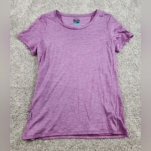 Icebreaker Cool-Lite Women's Size Medium Pink/Purple Wool Blend Short Sleeve Tee